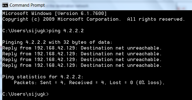 destination host unreachable destination host unreachable