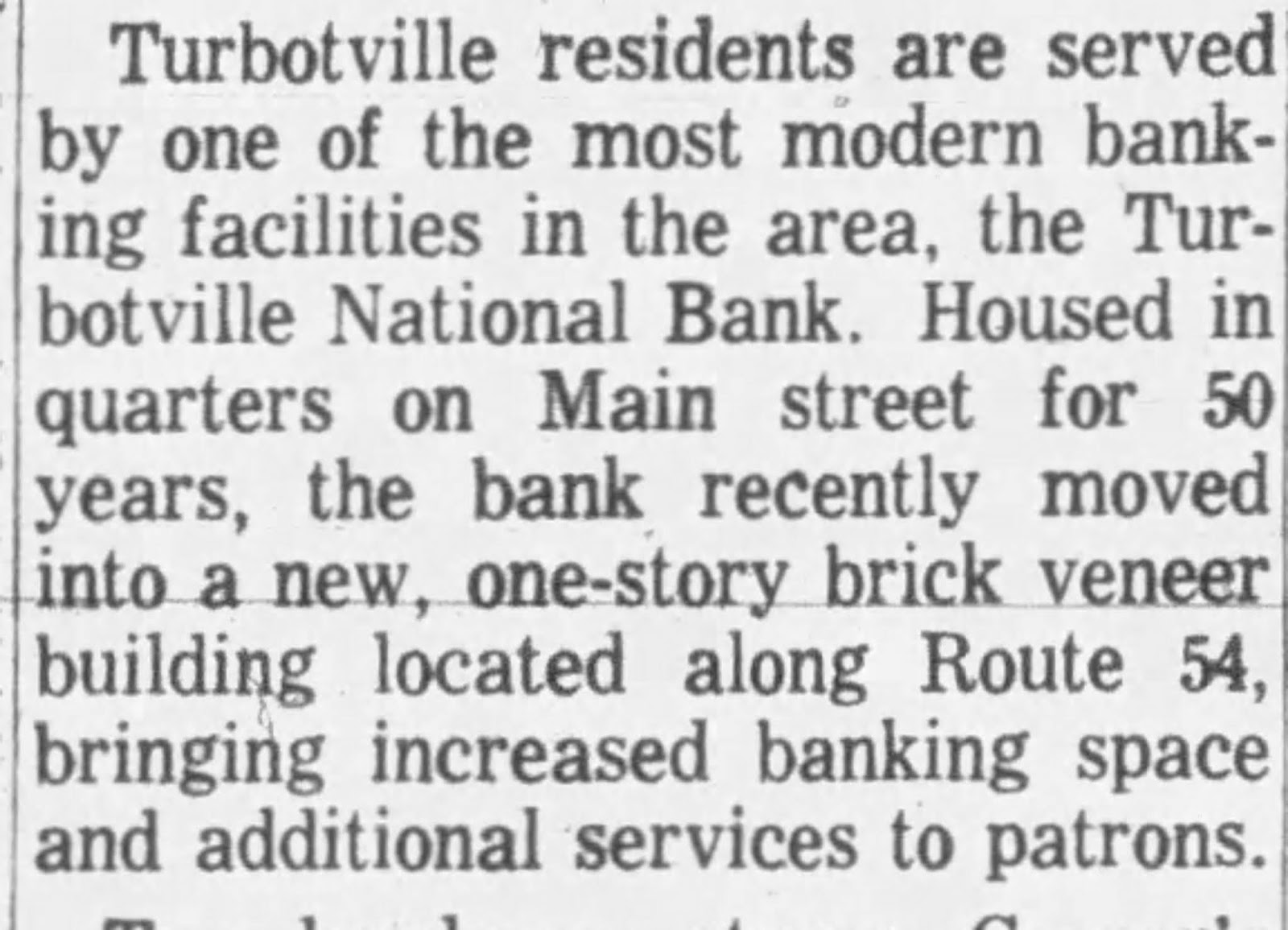 Valley Girl Views The Turbotville National Bank