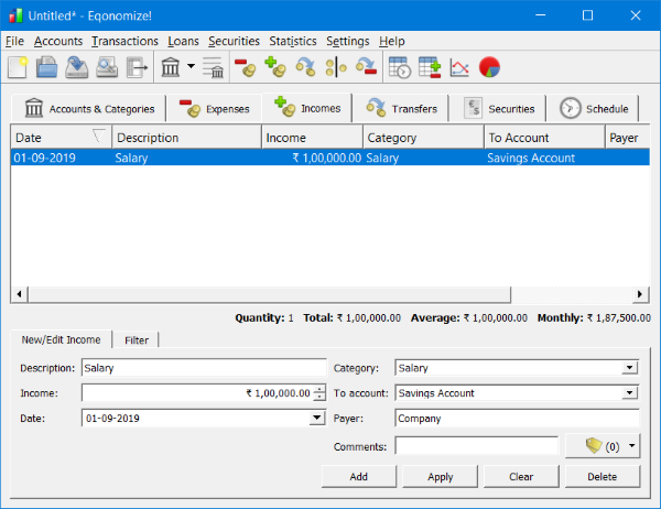 Eqonomize ซอฟต์แวร์บัญชีส่วนบุคคล