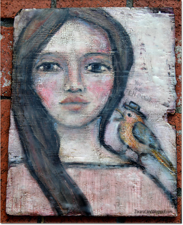 zorana zoranaland art painting encaustic bird portrait enough
