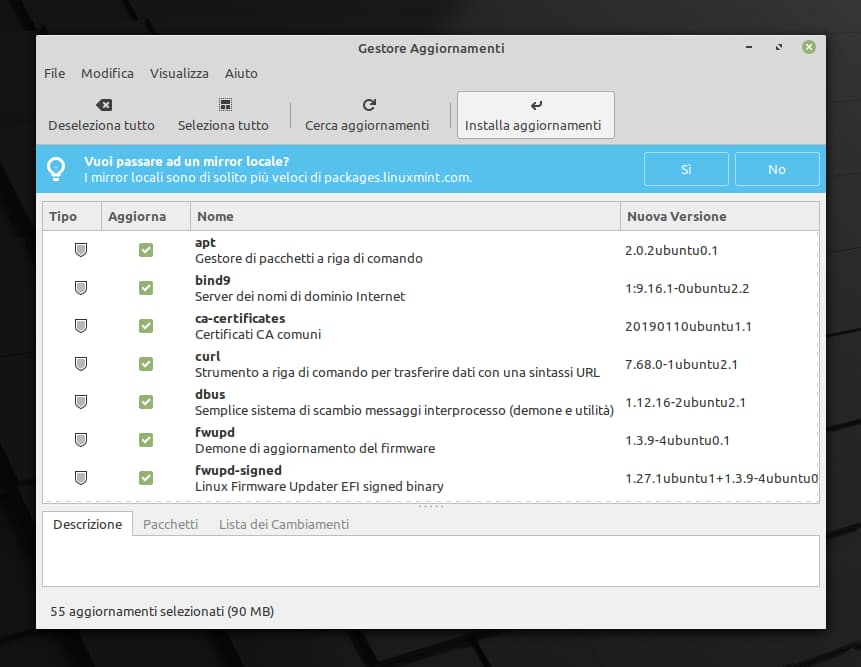 Linux Mint 20: Guida post installazione 4 gestore%2Baggiornamenti