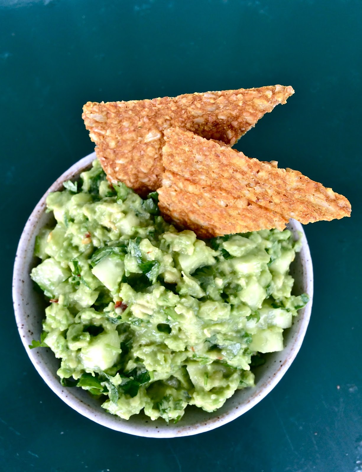 Mashed Avocado With Cucumber, Garlic and Cilantro
