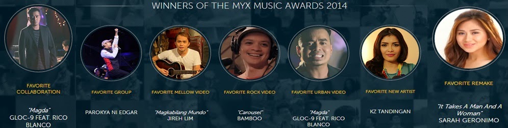 Sarah G and Gloc 9 win big at MYX Music Awards 2014