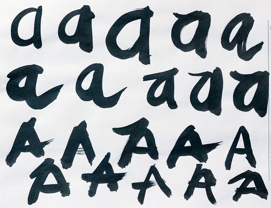 lettering a's in brush script