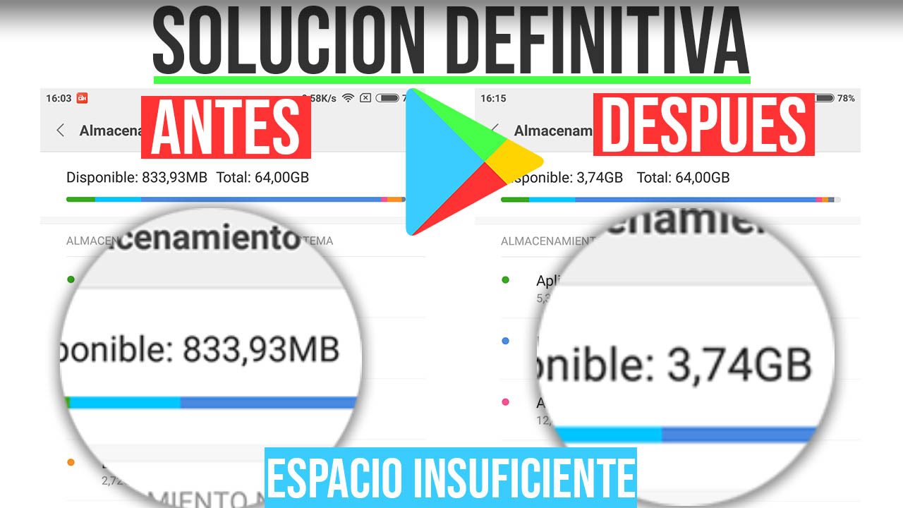 Error Espacio Insuficiente Play Store SOLUCION - SIN ROOT