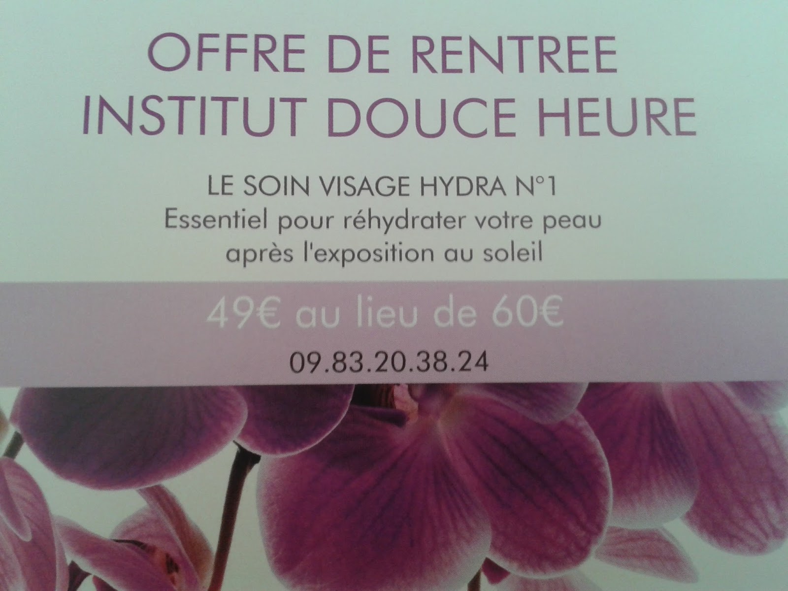 DOUCE HEURE Institut Offre de rentrée spécial DOUCE HEURE