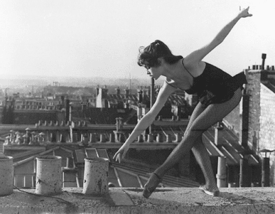 Brigitte Bardot dancing on rooftop
