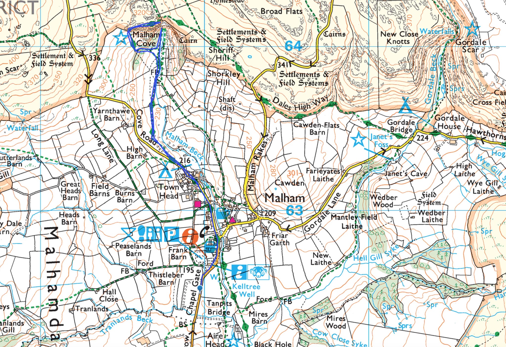 Malham Cove walk map route