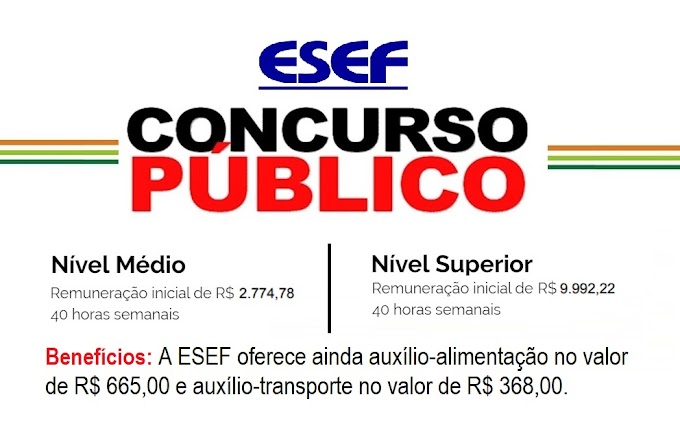 ESEF - SP abre concurso público para níveis Médio e Superior. 