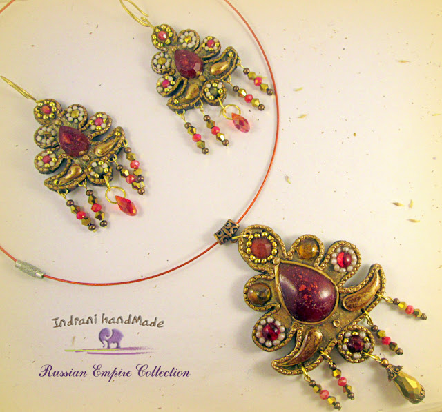 Set pandant si cercei handmade:  "For the Red Dress"