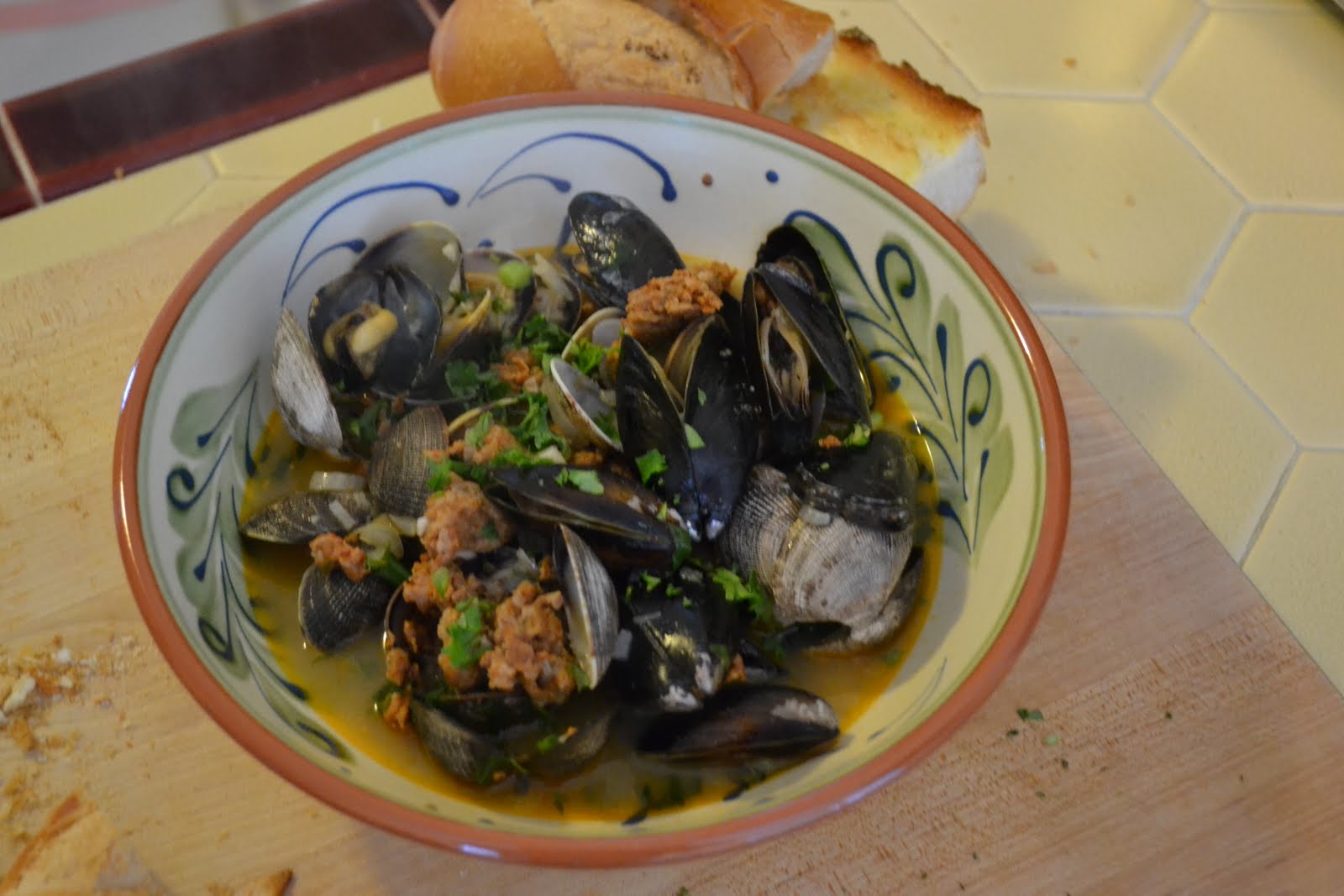 The Foodie Couple Clams and Mussels with Chorizo