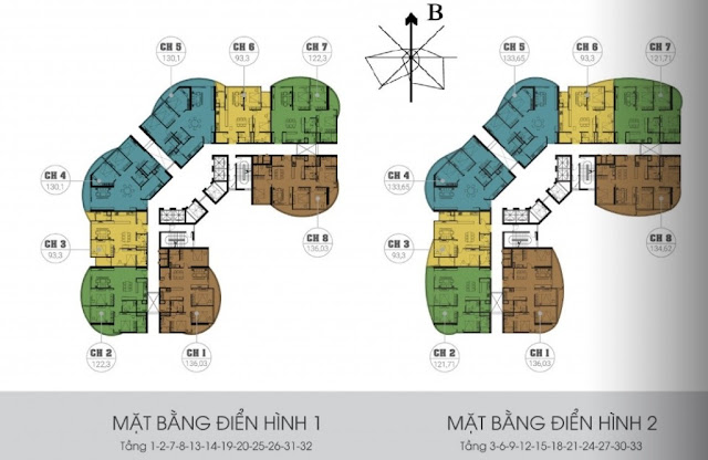 Mặt bằng căn hộ tòa N01T8 Ngoại Giao Đoàn