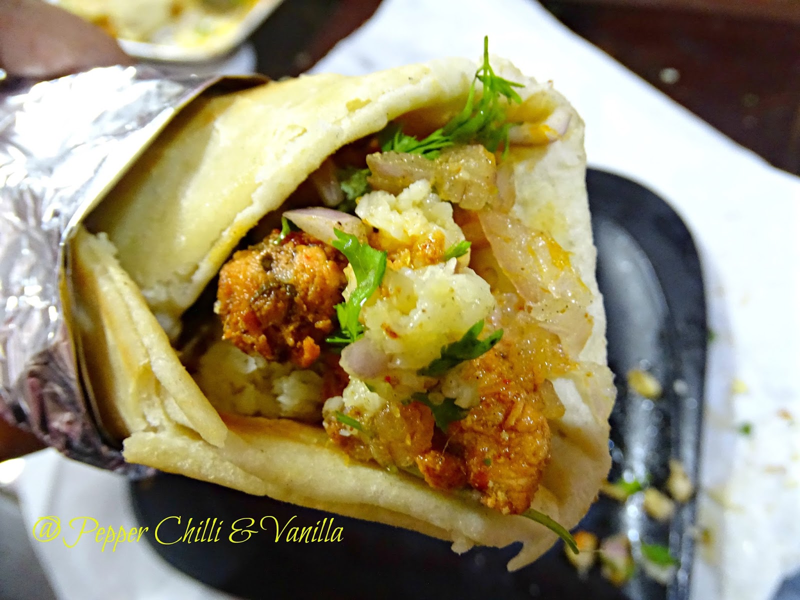 Chicken Frankie Recipe Pepper, Chilli and Vanilla