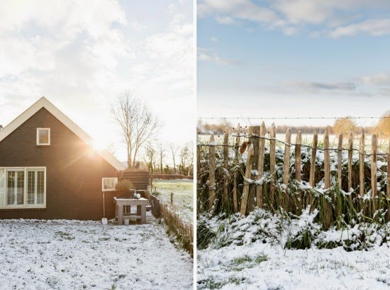 casa en la nieve vintage