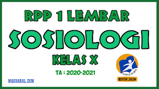 RPP 1 Lembar Sosiologi Kelas X Revisi Tahun 2020