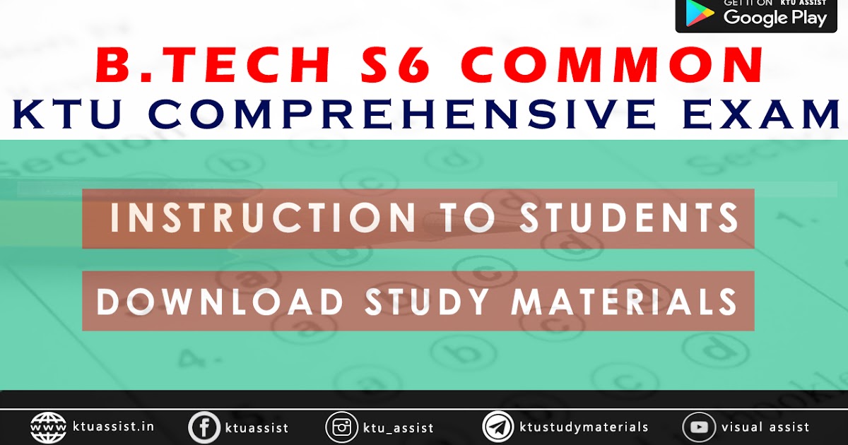 KTU COMPREHENSIVE EXAM INSTRUCTION TO STUDENTS DOWNLOAD STUDY