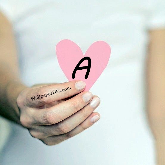 A To Z Alphabet Words In Pink Heart Hand Facebook N Whatsapp Dp