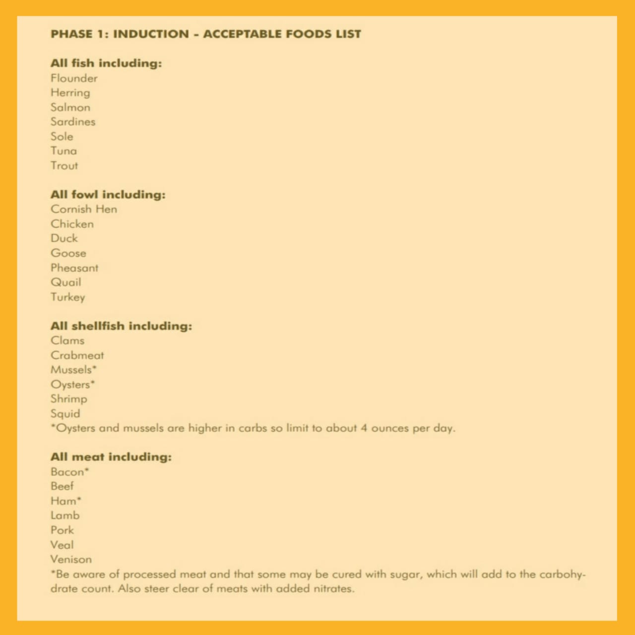 Atkins induction list of foods phase 1 News And Talk
