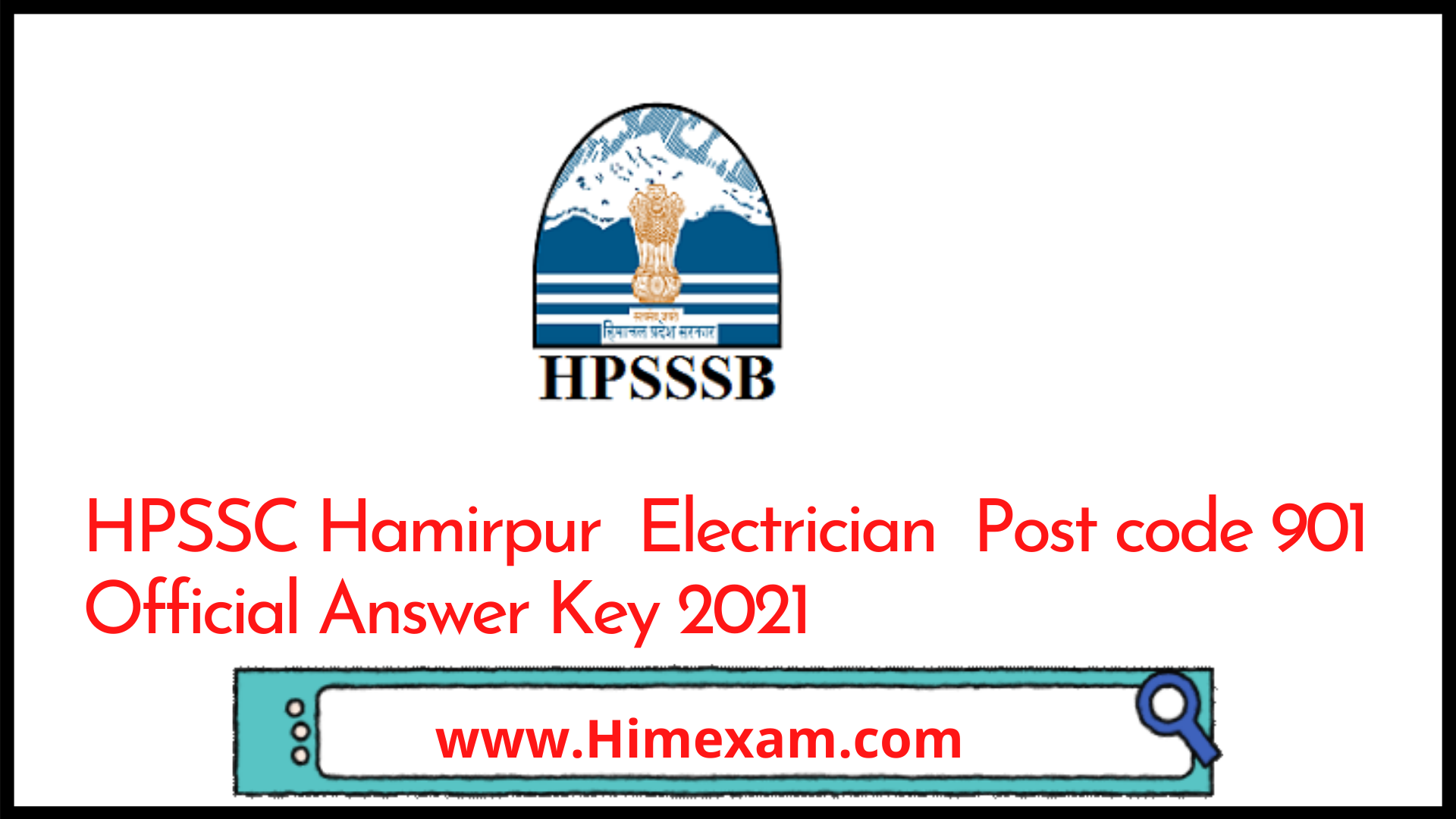 HPSSC Hamirpur Electrician Post code 901 Official Answer Key 2021 HPSSC Hamirpur Electrician Post code 901 Official Answer Key 2021
