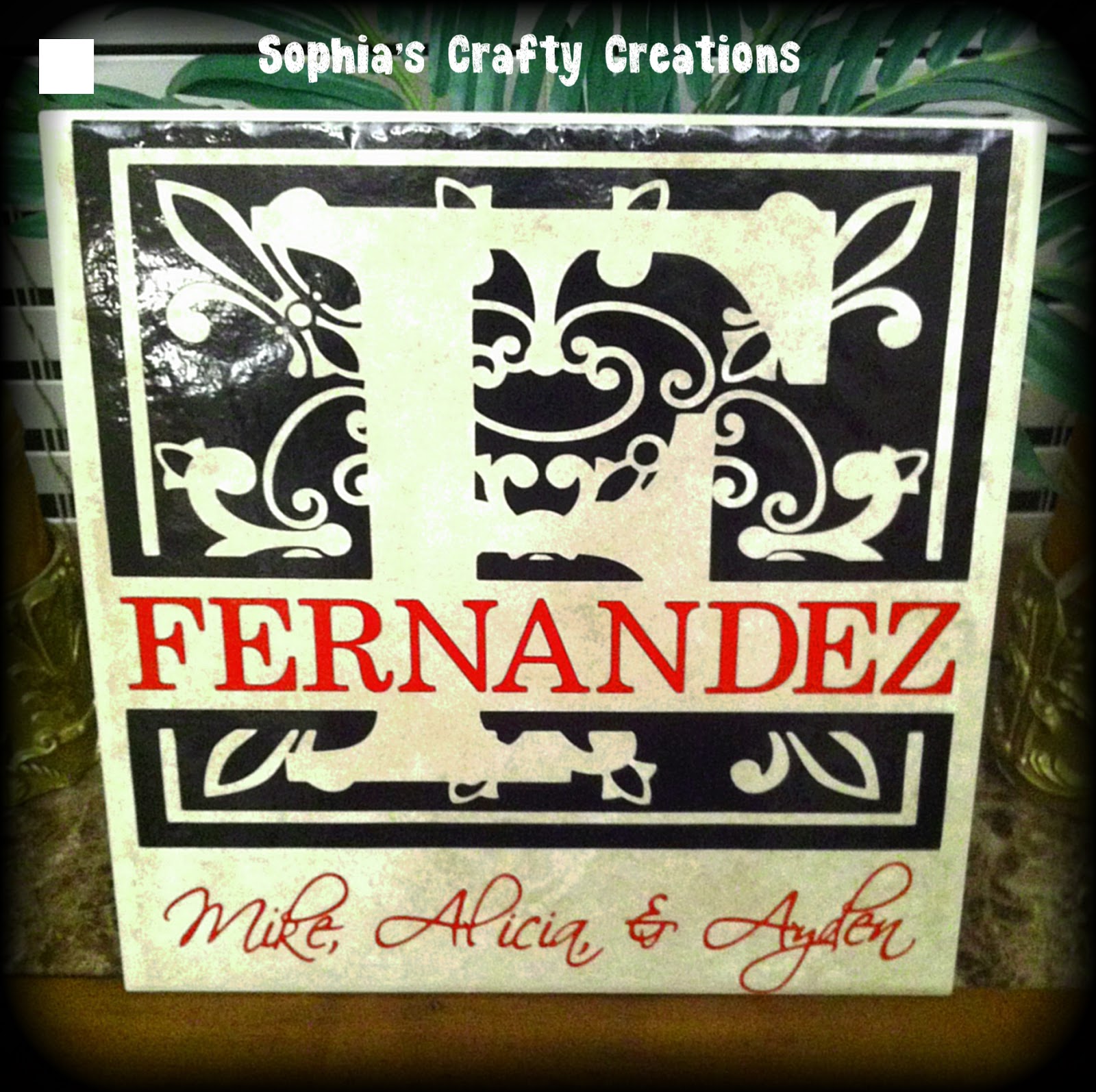 Sophia's Crafty Creations Personalized Tiles 12x12 Family Name Tile