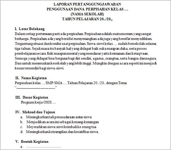 Contoh Laporan Penggunaan Dana Perpisahan Sekolah (LPJ 