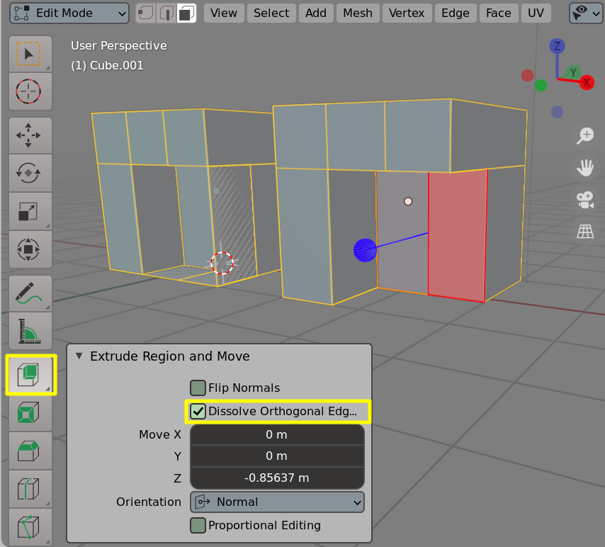 Blender 2.90.0 Extrude Manifold = SketchUp Push/Pull