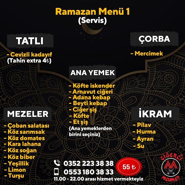 CİĞERCİ MEHMET KAYSERİ İFTAR MENÜSÜ