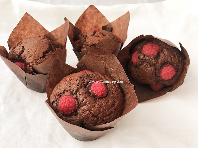 Muffins de chocolate y frambuesas