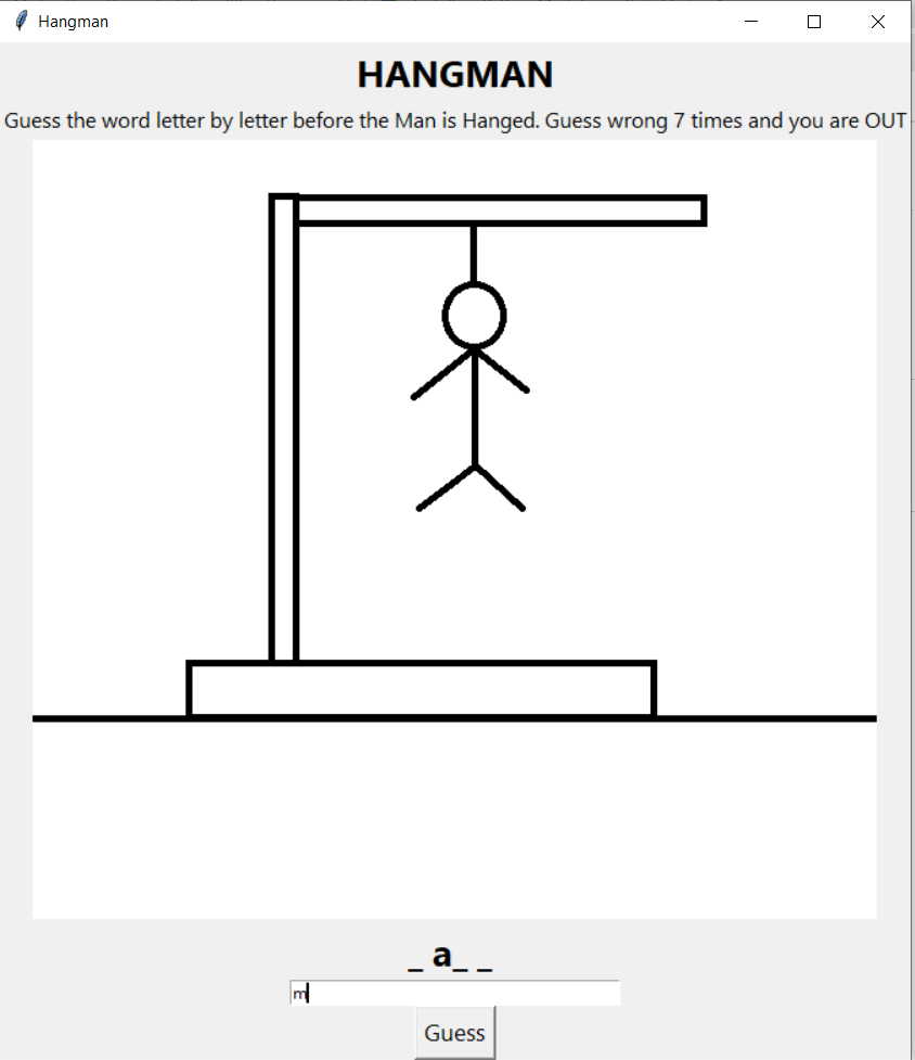 Hang Man Game using Python with Tkinter