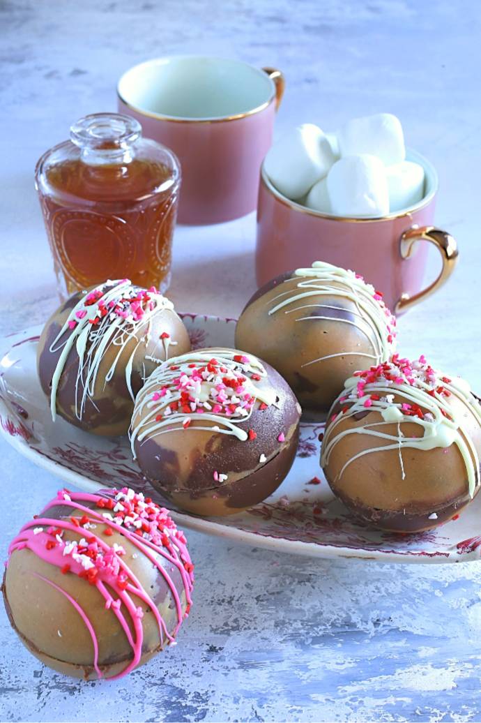 Hungry Couple Boozy Chocolate and Peanut Butter Hot Cocoa Bombs
