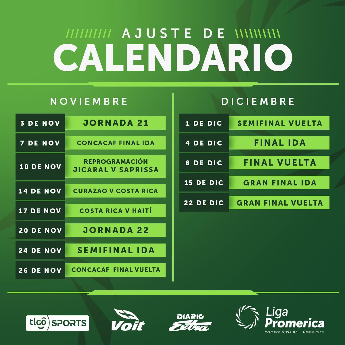 Calendario Oficial para las últimas fechas del Campeonato Nacional