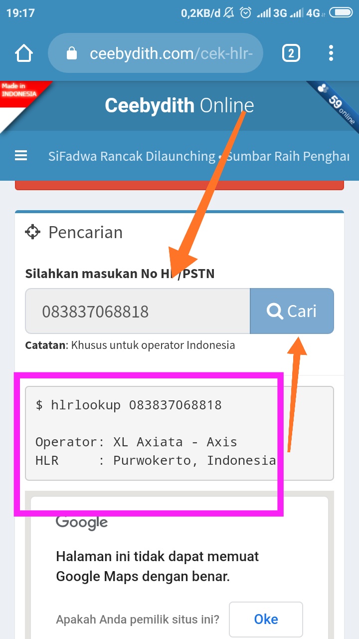 Cara Cek nomor Hp Operator melacak kode area - IME Android