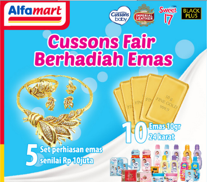 Kuis Alfamart & Cussons Fair Berhadiah 5 Set Perhiasan Emas Senilai 10 Juta