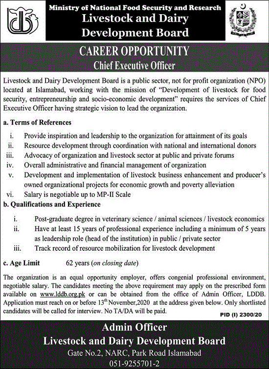 Livestock And Dairy Development Board Jobs 2020 Latest Advertisement