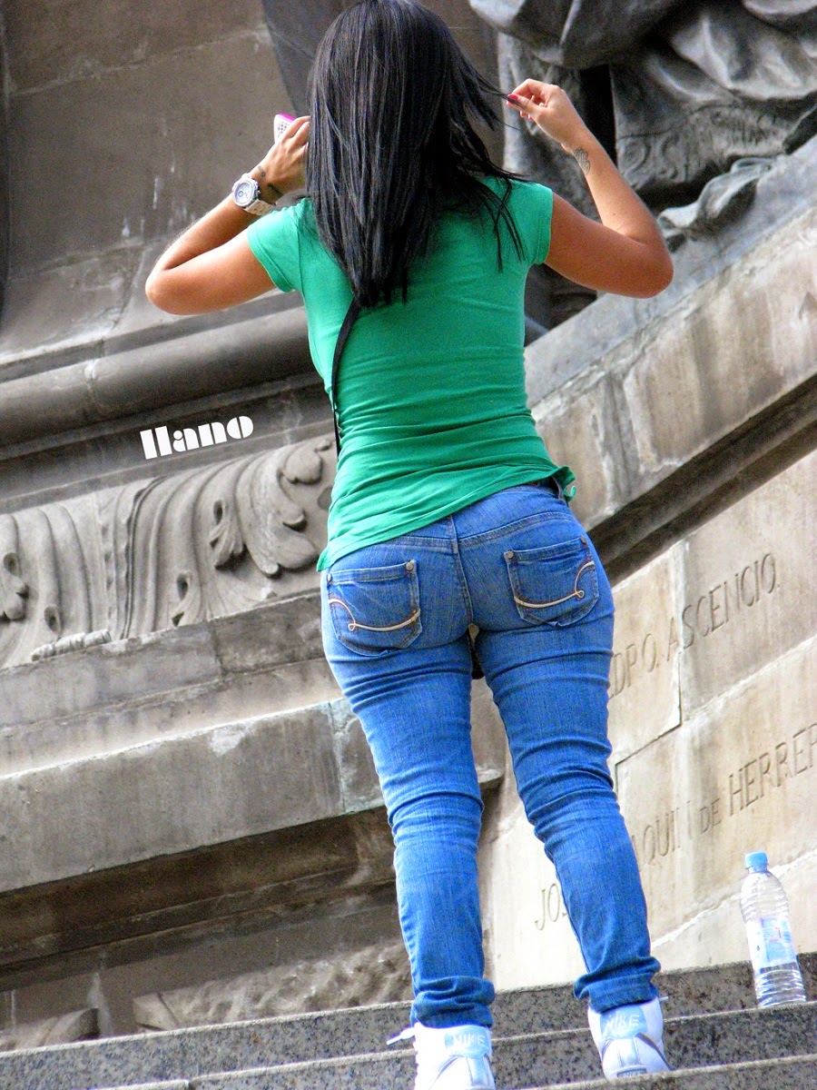 Sexy girls on the street, girls in jeans, spandex and leggings, tight