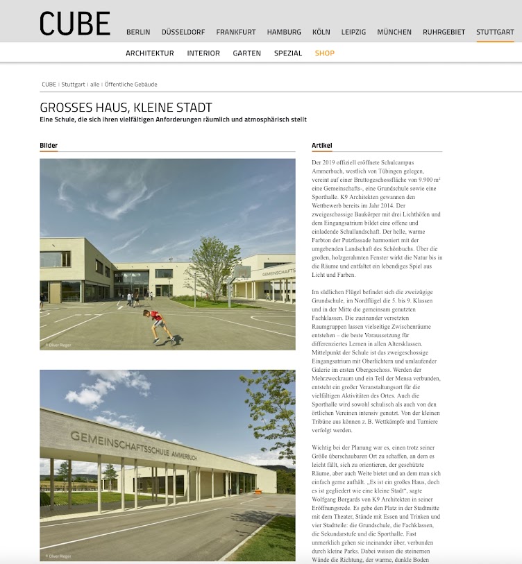 Cube 3/2020 K9 Architekten GMS Ammerbuch