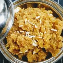 Serving moong Dal halwa for moong Dal halwa recipe