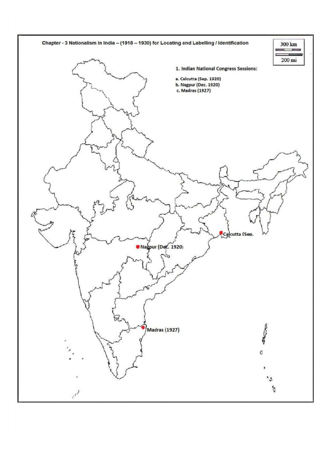 Indian National Congress Sessions Map Class 10 Map Work