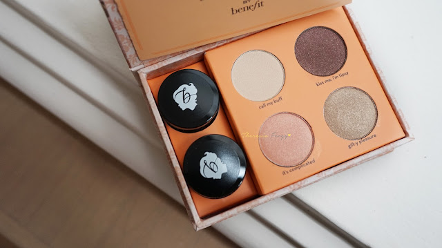 Benefit Cosmetics World Famous Neutrals Palette for beginner, monolids and travelling. Medium to high pigmentation with a velvety and buttery texture which is easy to blend. It can create from day to night look. It comes with two cream shadows that crease-less and four long wear shadows.