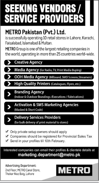 job opportunity at METRO Pakistan