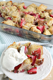 The sweetness of strawberries comes together perfectly with the creaminess of coconut in this easy to make Strawberry Coconut Bread Pudding.