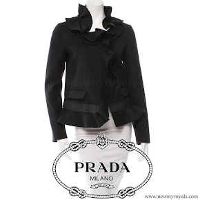 Crown Princess Mette-Marit wore PRADA Ruffle Wool-Silk Short Jacket