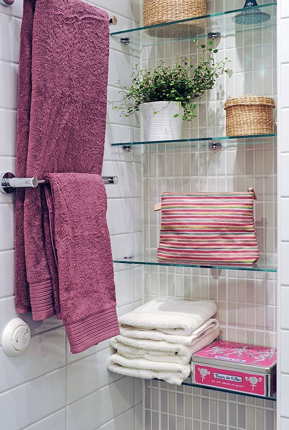 45 Creative Bathroom Glass Shelves Design ARA HOME