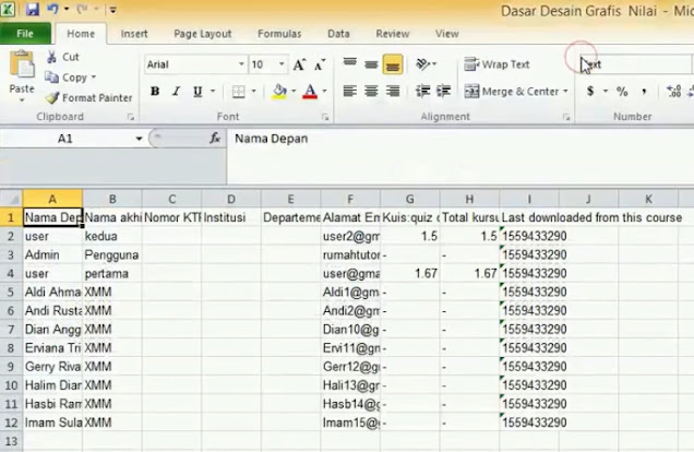 Rekap Nilai Bentuk Excel Rekap Nilai Bentuk Excel