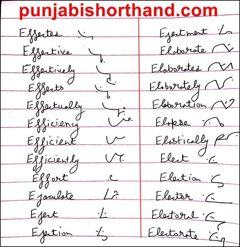 English Shorthand [E] Alphabet Outlines