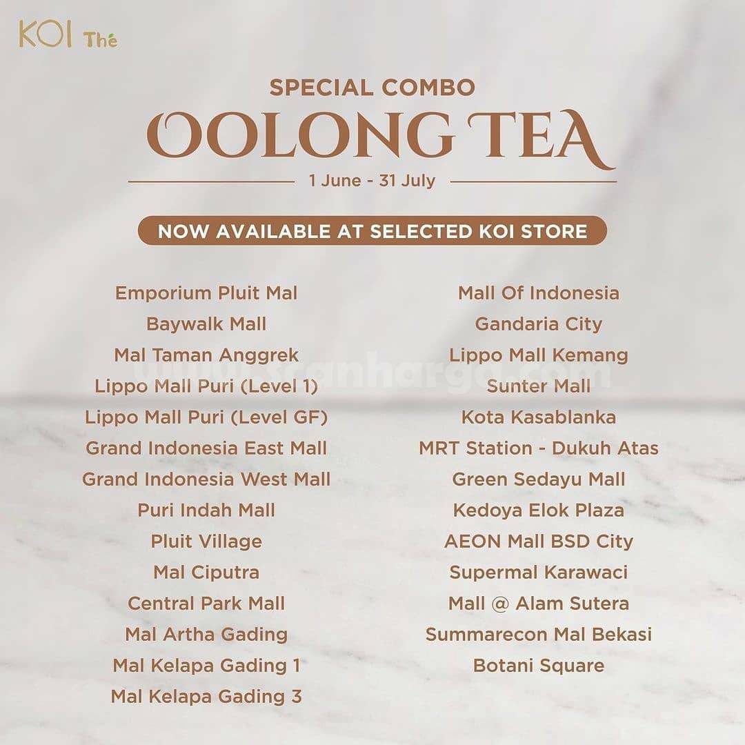 Promo KOI Thé Special Combo Oolong Tea harga hanya Rp. 35.000 scanharga