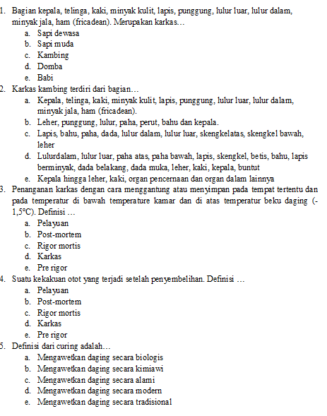 Alhamdulillah Latihan Soal Produksi Hasil Hewani Kelas 11 Tphp Desember 2107