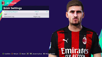 PES 2021 Faces Matteo Gabbia by Rachmad ABs
