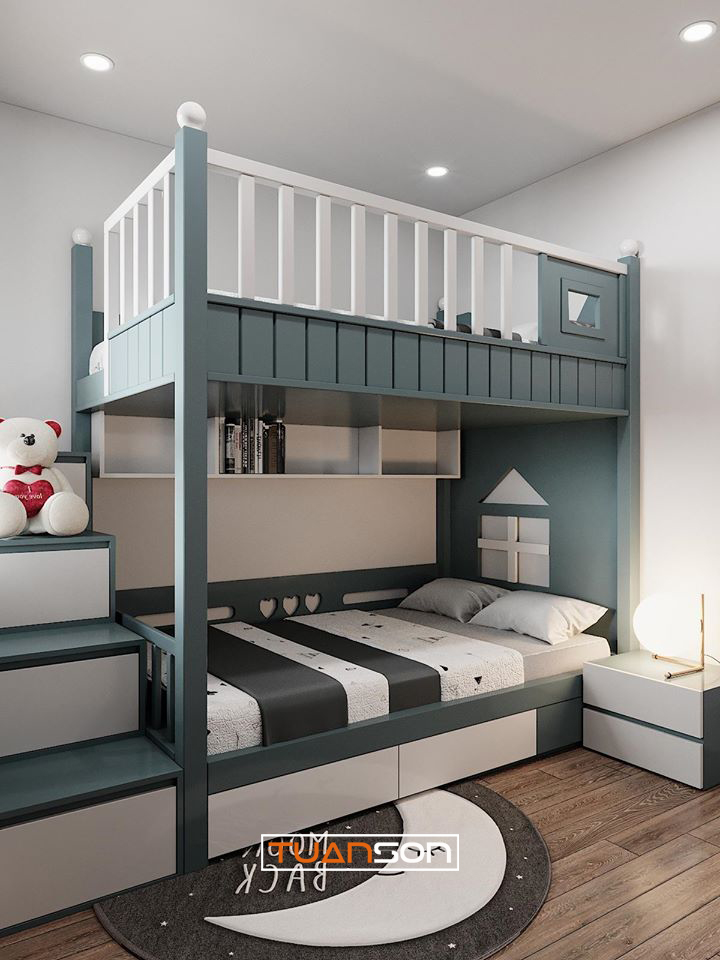 Thiết kế phòng ngủ mẫu 8: Giường tầng phong cách hiện đại trẻ trung