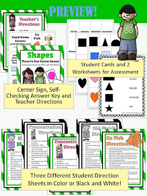 Fern Smith's Shapes Math Center Card Games!